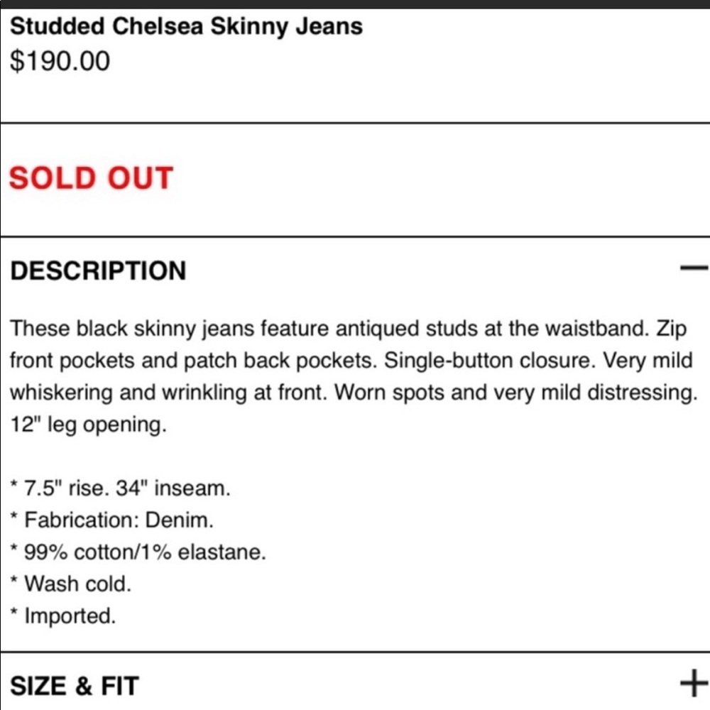 NWOT Joe’s Jeans Studded Chelsea Skinny Jeans - 27 - Picture 12 of 13